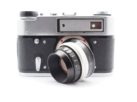 Old camera on a white background 