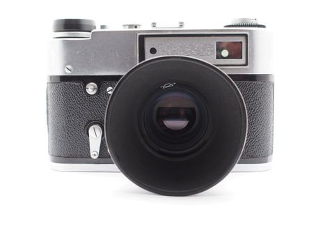 Old camera on a white background 