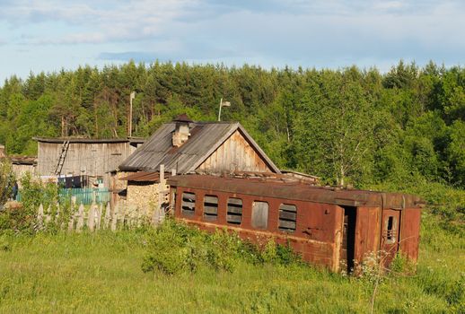 Wooden house in the village