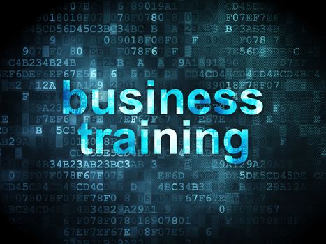 Education concept: pixelated words Business Training on digital background, 3d render