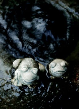 Frog sculpture decorate at fountain