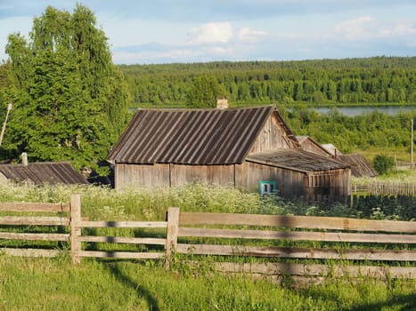 Wooden house in the village