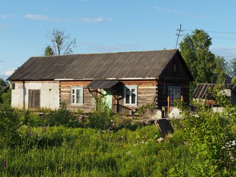 Wooden house in the village