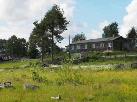 Wooden house in the village