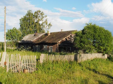Wooden house in the village
