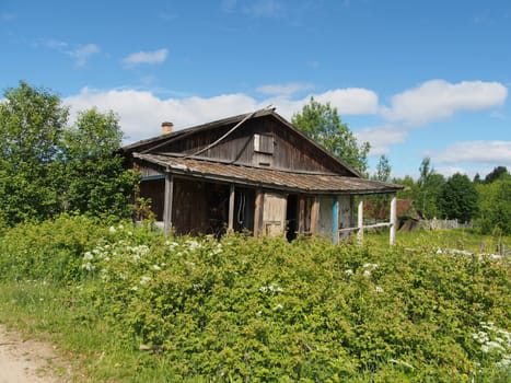 Wooden house in the village