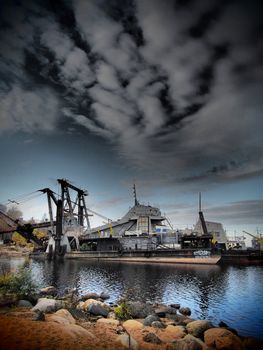 old ship on the lake