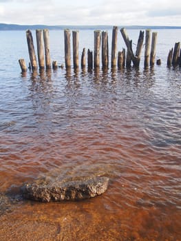 old piles in the lake