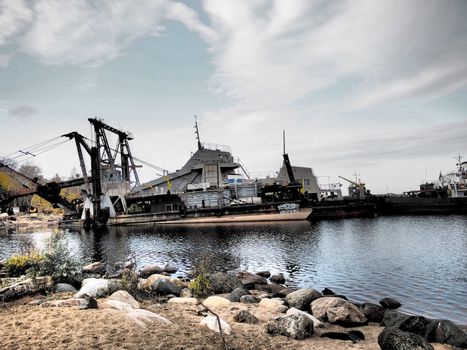 old ship on the lake