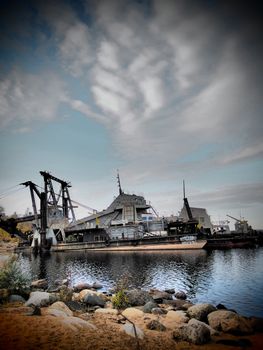 old ship on the lake