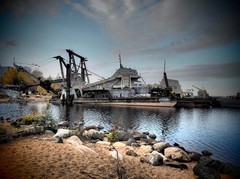 old ship on the lake
