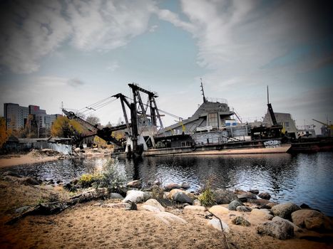 old ship on the lake