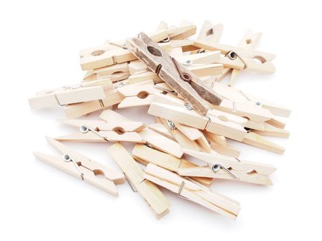 wooden peg on a white background 