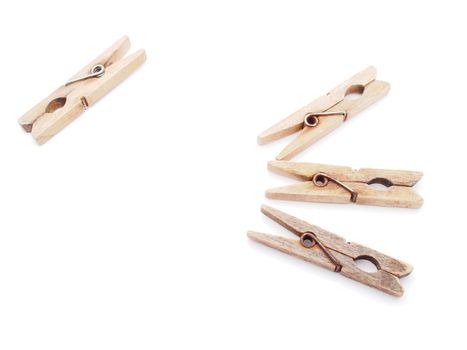 wooden peg on a white background 