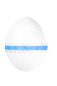 Single decorated egg isolated over white background