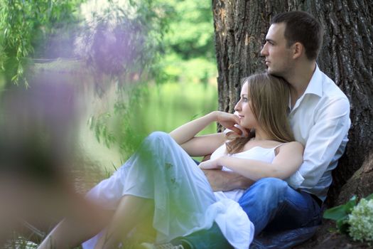 Young couple in love outdoors