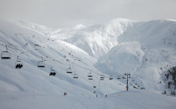 Ski slope in cold weather