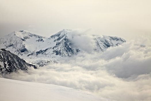 High mountains with winter snow