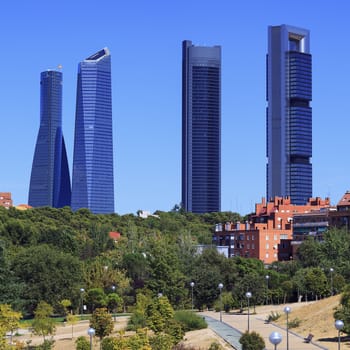 four modern skyscrapers (Cuatro Torres) Madrid, Spain