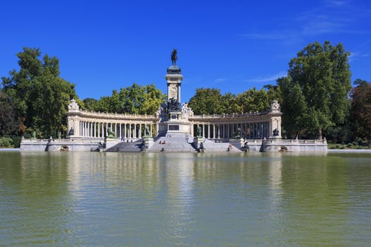 Monument to Alfonso XII in the Parque del Buen Retiro "Park of the Pleasant Retreat" in Madrid, Spain 