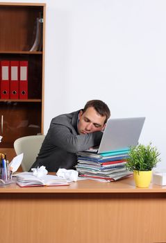 office worker, a man sleeping on the job