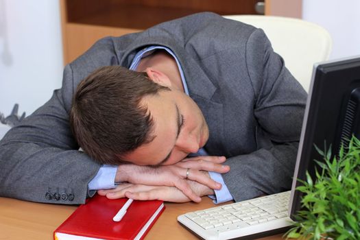office worker, a man sleeping on the job