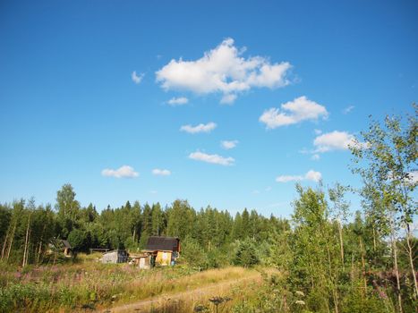 The old thrown house in village in the spring.  