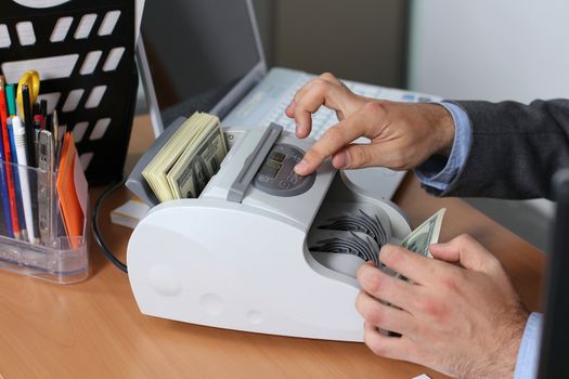 Banknote counter and dollars banknotes