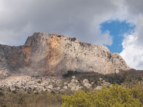 trees, sky and rock 