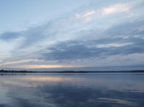 Coast of lake in the autumn
