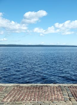 Quay of Onega in the spring. Petrozavodsk, Karelia, Russia 