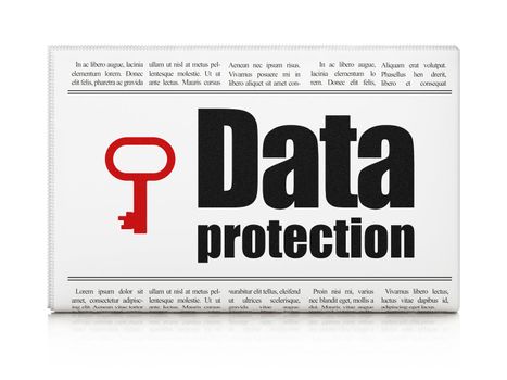 Safety news concept: newspaper headline Data Protection and Key icon on White background, 3d render