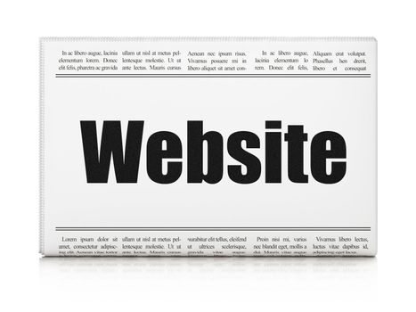 Web development news concept: newspaper headline Website on White background, 3d render