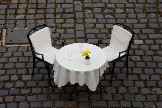 Table on an urban street