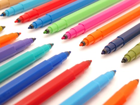 Color felt-tip pens on a white background    