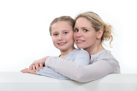 Mother and daughter in studio