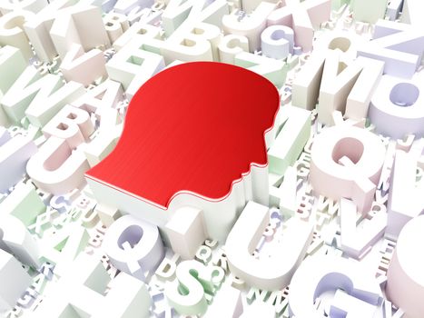Business concept: Head on alphabet background, 3d render