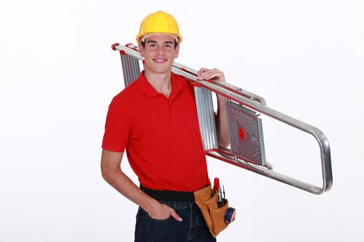 craftsman carrying a ladder