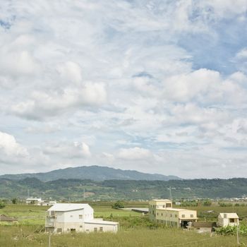 Landscape of rural scenery with copyspace on sky, Taiwan, Asia.