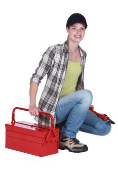 Woman with a toolbox