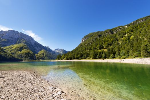 Beautiful alpine lake in north Italy - Predil lake - Julian Alps in Italy