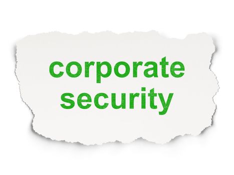 Safety concept: torn paper with words Corporate Security on  background, 3d render