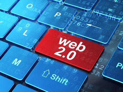 Web design concept: computer keyboard with word Web 2.0 on enter button background, 3d render