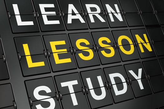 Education concept: Lesson on airport board background, 3d render