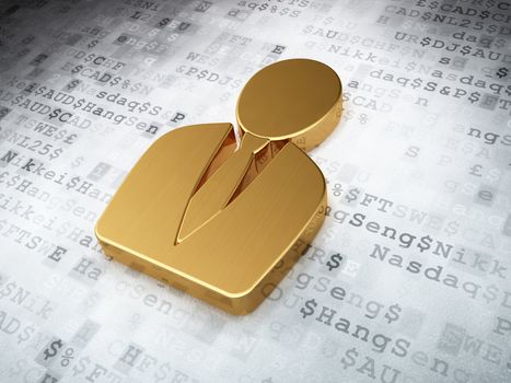 News concept: Golden Business Man on digital background, 3d render