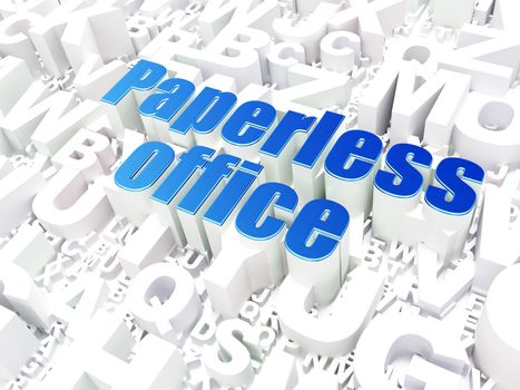 Business concept: Paperless Office on alphabet  background, 3d render