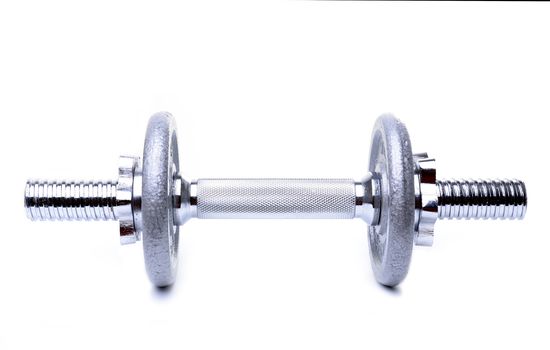 Dumbell weights on white background