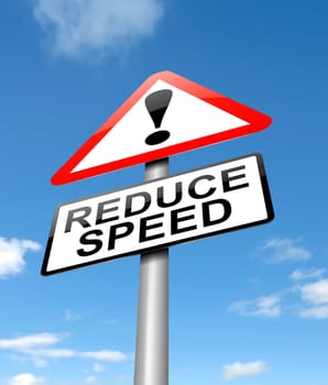 Illustration depicting a sign with a reduce speed concept.