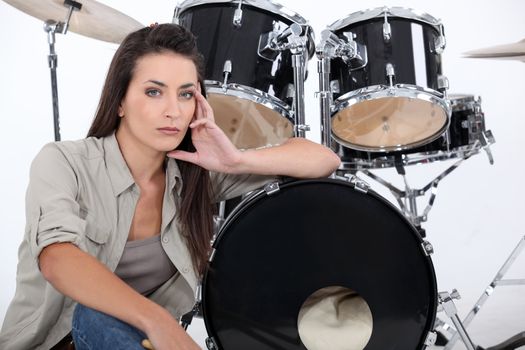 Sultry female drummer