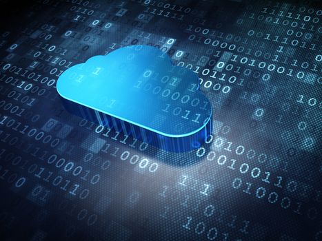 Cloud technology concept: Blue Cloud on digital background, 3d render